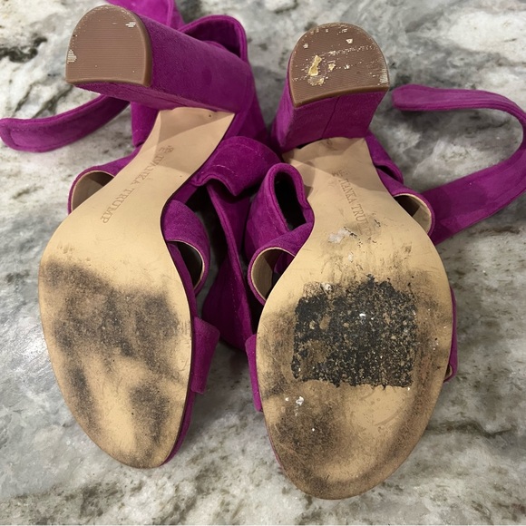 Ivanka Trump Kiffie Fuchsia Ankle Wrap Suede Leather Heeled Sandals Size 5.5 - Picture 9 of 9